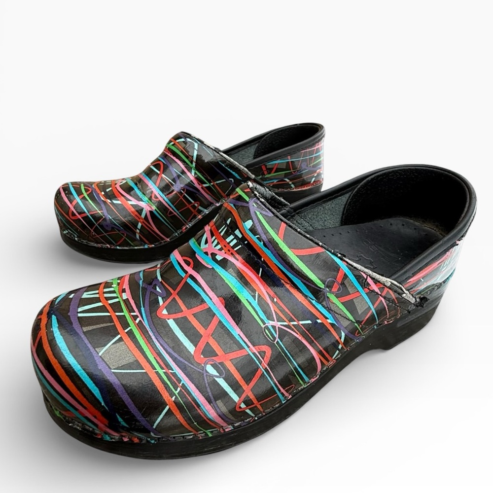 Dansko Professional Multicolor Streamers Patent Leather Women's EU 37 US 6.5-7 - Picture 3 of 15